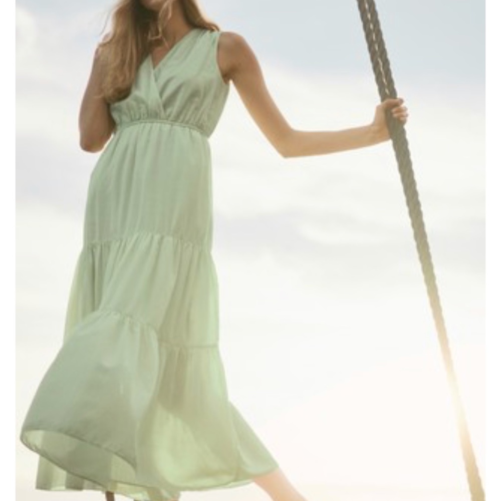 Banana Republic Tiered Maxi Dress in Honeydew | light green
